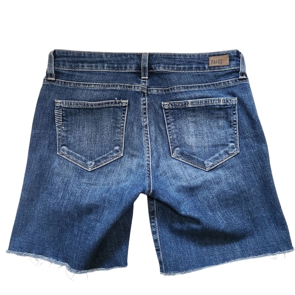 PAIGE GRANT RAW HEM BERMUDA JEAN SHORTS - SZ 24 MEDIUM WASH - Picture 3 of 8